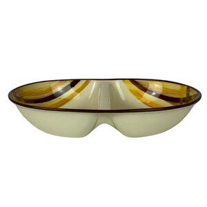 Vintage Metlox Poppytrail Vernonware Organdie Oval Divided Serving Vegetable Bow